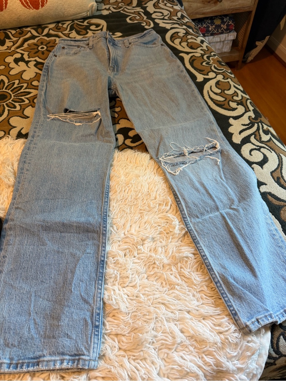 Abercrombie & Fitch Light Blue Straight Leg Ripped Jeans